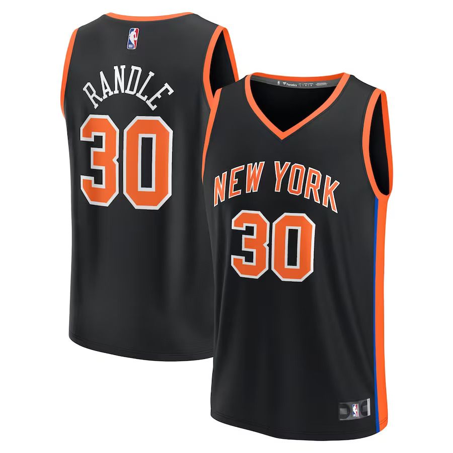 Men New York Knicks #30 Julius Randle Fanatics Branded Black City Edition 2022-23 Fastbreak NBA Jersey->new york knicks->NBA Jersey